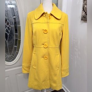 Tulle Women's Large Vibrant Yellow Wool Blend Trench Coat